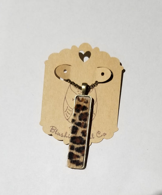 Leopard Print Hair on Cowhide Necklace